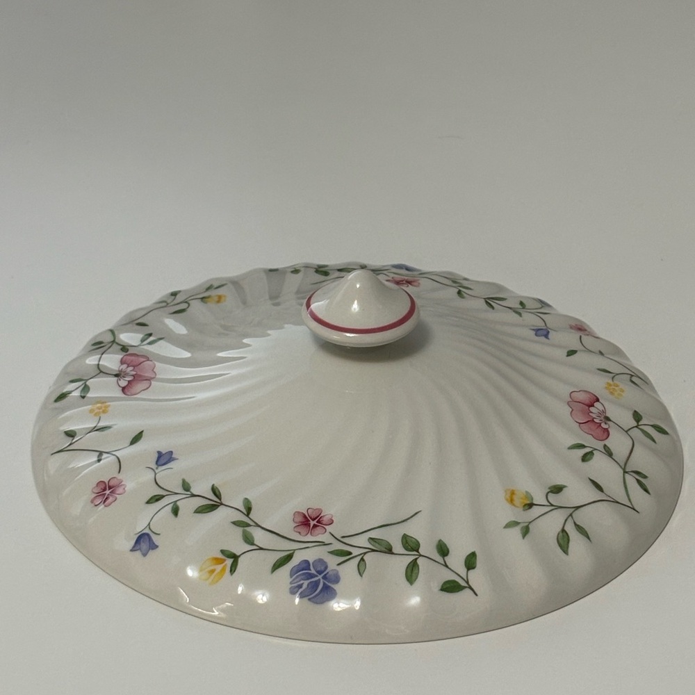 Johnson Brothers Floral Ceramic Lid with Pink and Yellow Accents
